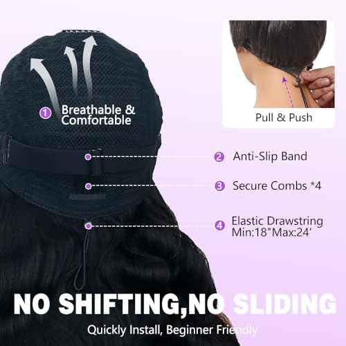 7x6 Body Wave Glueless Wigs Human Hair Pre Plucked Pre Cut 250% Density Drawstring Wig Human hair 7x6 HD Lace Front Wigs Human Hair for Black Women Pre Everything Ready to Go Wig 18inch