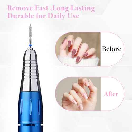 Ouligay 10pcs Cuticle Nail Drill Bit Set, Cuticle Drill Bits for Nails, Professional Cuticle Bit for Nail Drill, Flame Bit for Nail Drill for Manicure Pedicure Clean Tool with Case