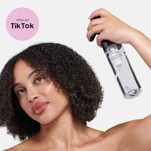 TANGLE TEEZER Fine Mist Continuous Spray Bottle, Reusable and Refillable, for Hair Detangling and Styling, 10.1 oz, Black