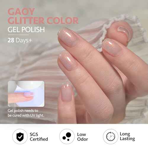 GAOY Shimmer Gel Nail Polish, 16ml Clear Glitter Gel Polish, UV Light Cure for Nail Art DIY at Home, 3023 Aqua Glimmer