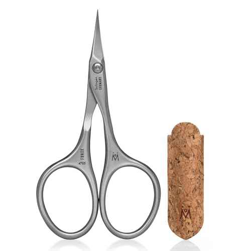 GERMANIKURE Tower Point Cuticle Scissors Grooming Scissors FINOX Stainless Steel Professional Nail Scissors in Cork Case -Ethically Made in Solingen Germany - 4705