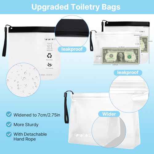 TSA Approved Toiletry Bags 6 Pack - Quart Size Clear Leakproof Travel Zipper Bag For Liquids Toiletries Traveling Trips Vacations Packing Storage For Women & Men