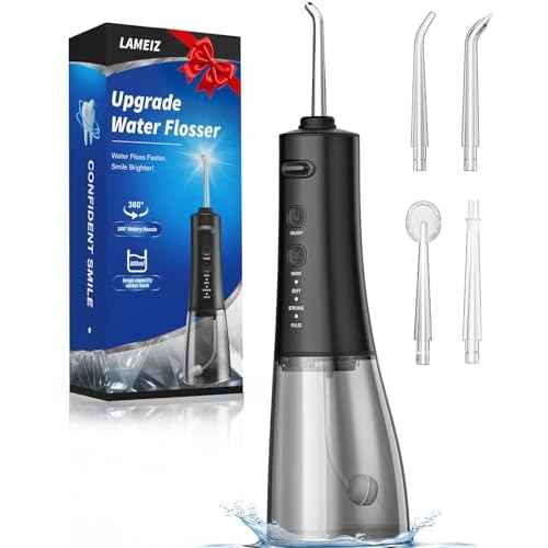 Water Flosser, 300ML Portable Cordless Water Dental Flossers for Teeth Deep Cleaning, IPX7 Waterproof Rechargeable Electric Oral Irrigator Teeth Pick for Travel Home Use and Braces Care (Black)