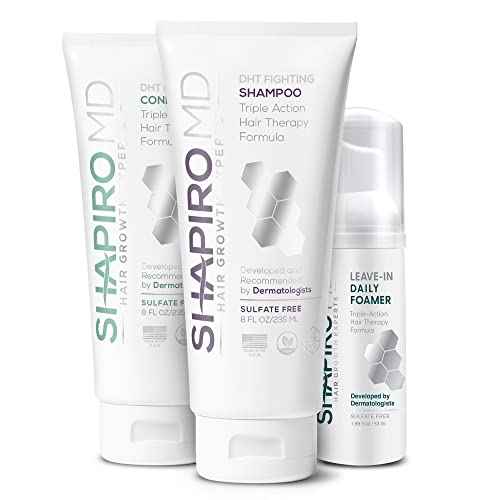 Shapiro MD Hair Growth Experts Natural Hair Kit for Thicker, Fuller, Healthier Looking Hair - Including Shampoo, Conditioner and Leave-In Daily Foam (1 Month Supply)