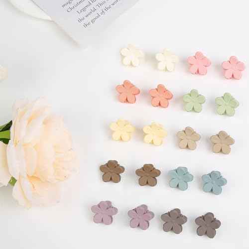 TERSE Mini Flower Hair Clip for Women Girls - 50Pcs Colorful Baby Hair Clips Cute Small Hair Clips Mini Claw Clips Strong Grip Toddler Hair Accessories for Hair Styling