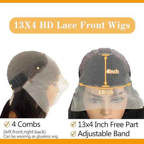 13x4 FB/27 Balayage Highlight Lace Front Wig Human Hair Pre Plucked 180 density Body Wave Wigs Human Hair for Women 18inch Ombre HD Lace Front Wig