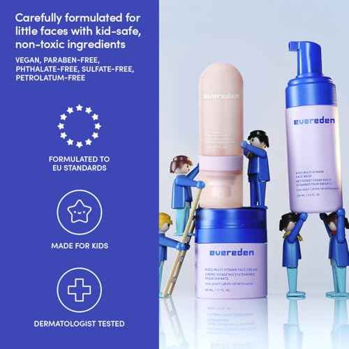 Evereden Kids Multi-Vitamin Hydrating Face Mist, Face Wash, & Kids Face Cream Set: Clean, Vegan, and Multivitamin-Rich Kids Skin Care Set for 6 & up - Moisturize, Nourish, Protect, & Refresh