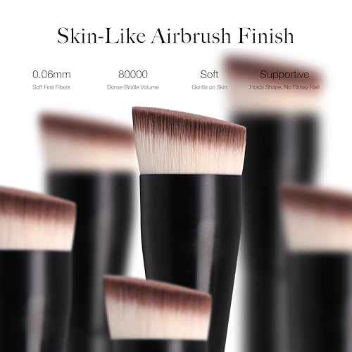 JoMay Flat Top Kabuki Foundation Brush for Liquid Makeup ? Vegan Makeup Brush for Liquid, Cream & Powder ? Dense, Soft Bristles for Flawless, Streak-Free Finish ? Black