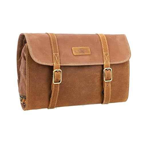 Gusti wash bag Leather-Rodney Toiletry bag wash bag sponge bag toiletries bag washbag make-up bag makeup bag cosmetic bag womens mens brown leather and canvas