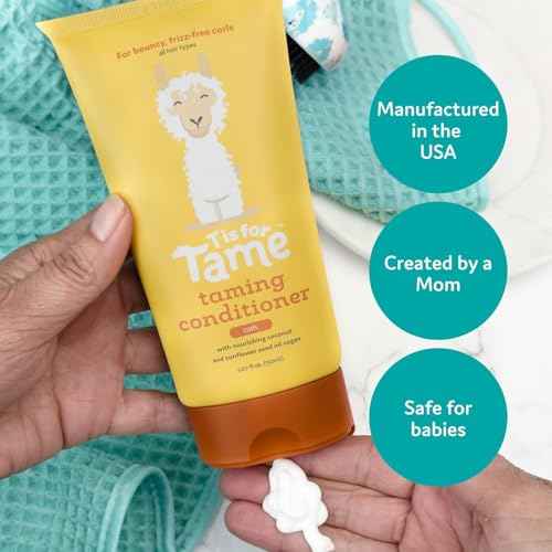 T is for Tame Taming Conditioner for Kids ? Natural Curly Hair Conditioner with Jojoba & Sunflower Oil ? Detangles, Softens & Controls Frizz ? Plant-Based, Vegan & Hypoallergenic ? 5.07 fl oz