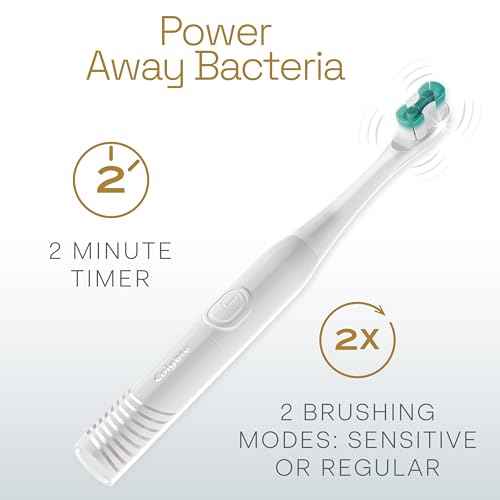 Colgate Total Battery Replacement Toothbrush Heads Pack, Fits Any Total Battery Powered Toothbrush, White, 2 Pack