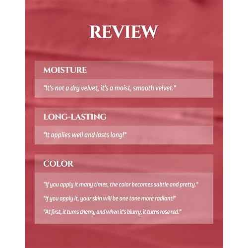 HEVVYMAKEUP Blurring Effect Lip Tint - Airy Velvet Matte Lips - Vegan, Longwear, Vibrant, Buildable Creamy Soft Texture - Korean Lip Makeup, Sweet Rosy, 0.13 fl.oz.