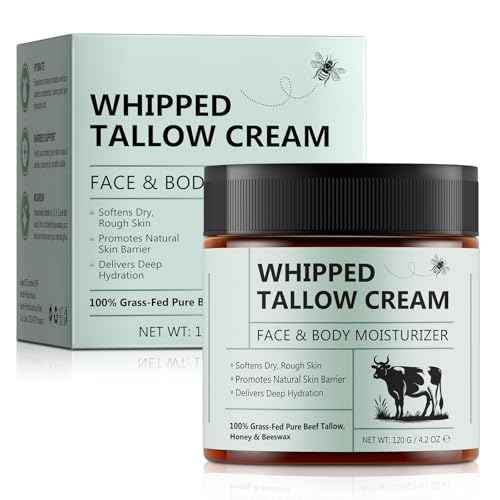 Beef Tallow for Skin, Tallow and Honey Balm, Natural Whipped Tallow Cream for Face & Body Moisturizer, Tallow Cream with Honey & Beeswax, Body Lotion Skin Care for Sensitive Skin, 4.2 oz