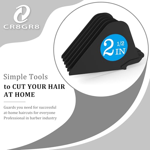 Clipper Guards for Wahl 10 12 14 16 18 20 Hair Clipper Guards 6pcs Extra Long Clipper Guard Attachments 2.5 Inch Clipper Guides Multiple Sizes Universal 2.5", 2.25", 2", 1.75", 1.5", 1.25" (Black)