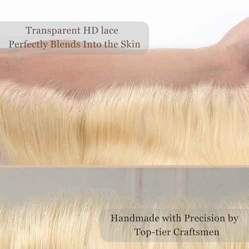 13x4 Body Wave Frontal Transparent HD Closure Human Hair 613 Blonde Brazilian Virgin Hair Ear To Ear Lace Frontal Closure Pre Plucked With Baby Hair 22inch