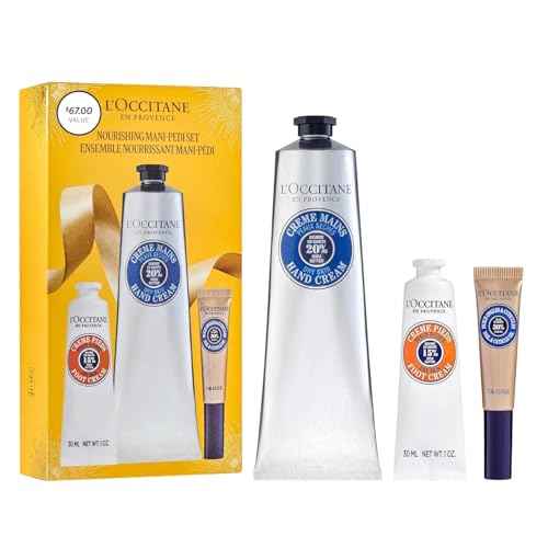 L¡¯Occitane Nourishing Mani?Pedi Holiday Gift Set, Shea Butter Skincare Trio, Self Care Daily Repair Essentials, Hand & Foot Cream and Cuticle Oil