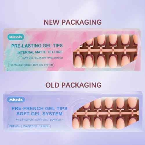 Misssix French Tip Press On Nails, 160Pcs French Gel Nail Tips, Short Square Soft Gel Fake Nails, X-BASIC Tips Starter Kit for Nail Art DIY 16 Sizes