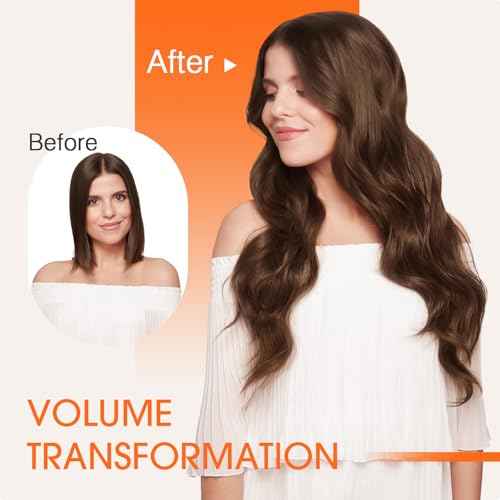 TESS Seamless Clip in Hair Extensions Human Hair Remy Clip ins Natural Soft Straight 8pcs 18Clips, 20 Inch, Dark Brown