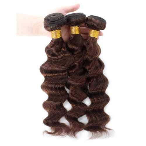 Brown Bundles with Closure Human Hair Loose Wave Human Hair Bundles with Closure (16 18 20+14£©12A Brazilian Virgin Hair Light Brown Loose Deep Wave 3 Bundles with 4x4 Closure 4# Color
