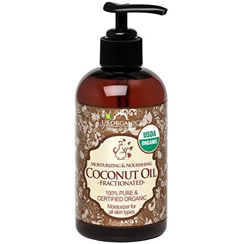 US Organic Fractionated Coconut MCT Oil (Liquid Coconut Oil), USDA Certified Organic, Non-GMO, Perfect for massage, carrier oil for DIY blends, Hair, Skin care. 100% Pure, Hexane-Free (8 oz)