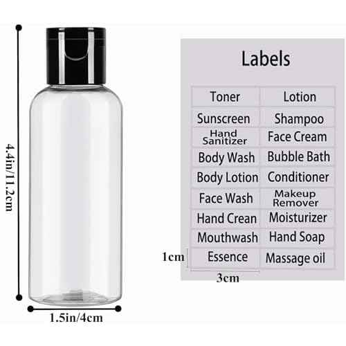 5 Pack 3.4 oz Travel Size Bottles for Toiletries TSA Approved Leak Proof Empty Refillable Liquid Containers with Labels