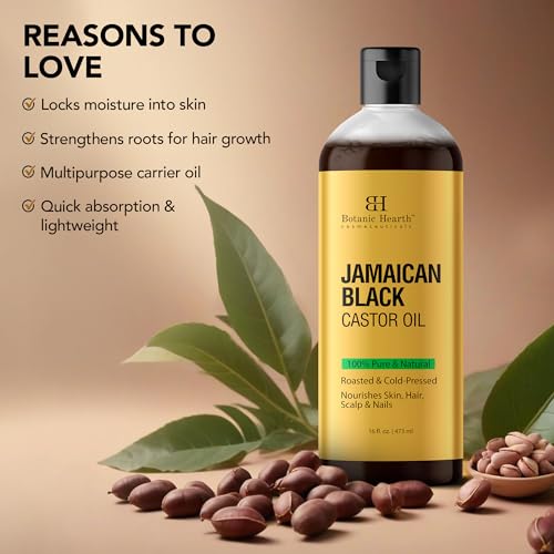 Botanic Hearth Castor Oil | 100% Pure & Natural, Cold Pressed, Organic | 16 fl oz| For Hair, Eyelashes & Eyebrows | Hexane Free, Fast Absorbing