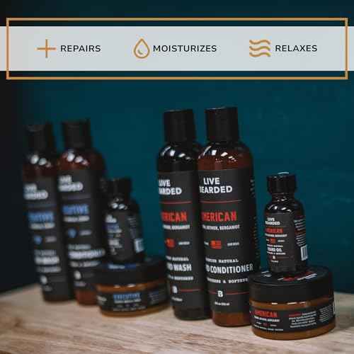 Live Bearded Total Beardsman Kit - Complete Beard Growth Kit for Men - Beard Oil, Butter, Wash, Conditioner, Vitamins, Comb, Brush | Executive - Leather, Vanilla, Cedar