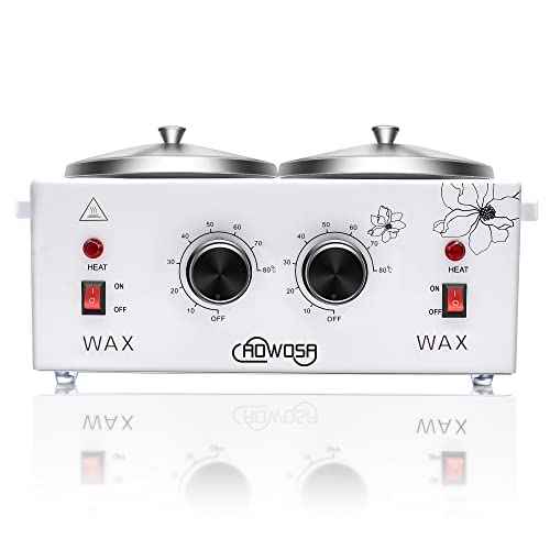 Double Wax Warmer Professional Electric Wax Heater Machine for Hair Removal, Dual Waxing Pot Paraffin Facial Skin Body SPA Salon Equipment with Adjustable Temperature Set