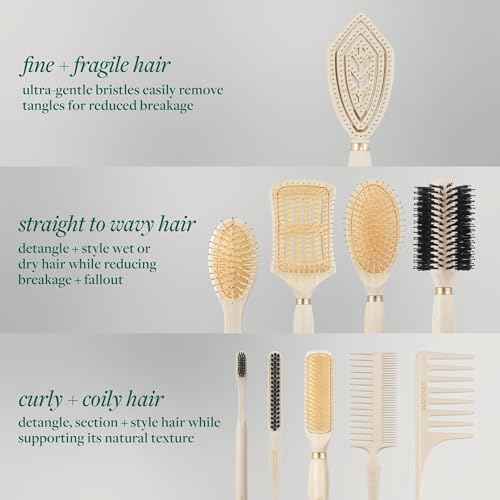 EcoTools Mini Slick Back Hairbrush, Travel Brush, Perfect Ponytail Or Bun, Tease, Smooth & Style Hair, Tame Frizz & Flyaways, Renewable Bamboo Handle & Vegan Boar Bristles, Cruelty-Free, 1 Count
