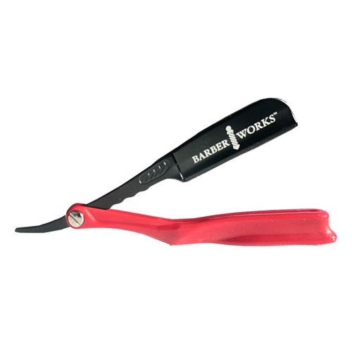 Professional Razor Holder – Ultra 3mm Exposed straight razor holder, short and long blades capable safe clip system (Red)