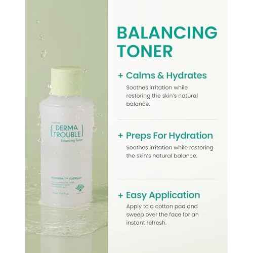 Derma Trouble 3-Step Acne Kit - Korean Skin Care Routine for Clogged Pores & Sensitive Skin, Gentle pH-Balanced Cleanser, Toner & Cream, Non-Irritating Formula. Anti-Sebum Complex, Fusiderm-T