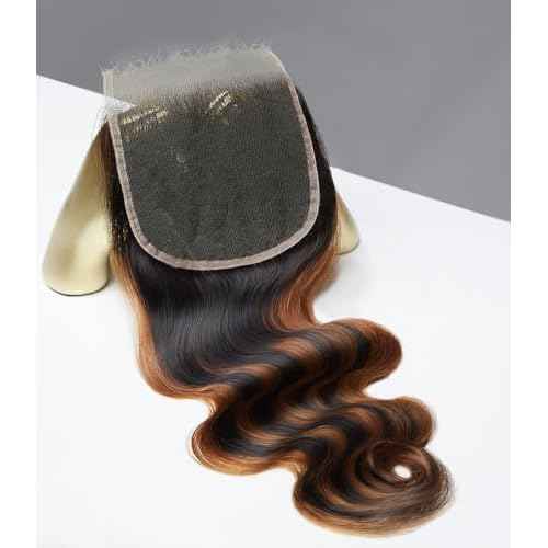 Mlip 5x5 HD Lace Closure Body Wave, 0.10mm Ultra Thin Invisible Swiss Lace, Skinlike Real HD Lace Melt into Skin Perfectly, Pre-plucked Natural Hairline, Raw Indian Human Hair 18 Inch Highlight Color