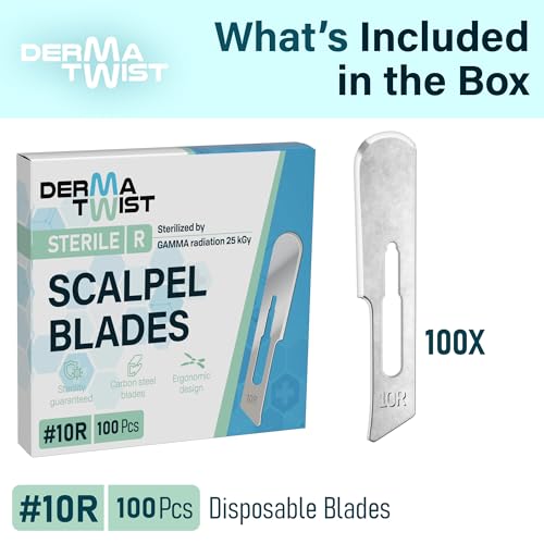DermaTwist 10R Blades Dermaplaning 100-Pack Sterile Dermaplaning Razors for Women Face ? 10R Dermaplane Blades for face