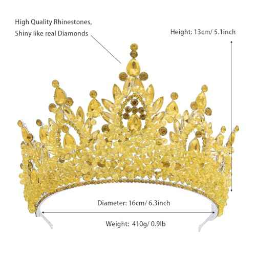 Large Tiaras and Crowns for Women Crystal Tall Pageant Crowns Rhinestone Royal Queen Headband Princess Quinceanera Headpieces for Wedding Birthday Prom Party Costume Cosplay