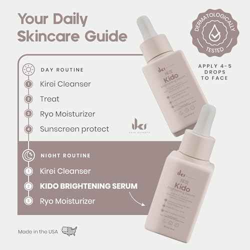 KIDO Brightening Serum - Reduces Dark Spots, Evens Skin Tone, Hydrates Deeply, Non-Irritating Formula, Kojic Acid, Alpha Arbutin, Retinol Serum for Face, Centella Asiatica, & Vitamin E