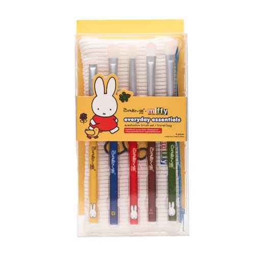 The Cr?me Shop Miffy Everyday Essentials Eyeshadow Brush Set and Travel Bag, Cute Miffy Pouch, 5 Eye Makeup Brushes, Korean Beauty, Blending Brush, Shading Brush, Precise Brush, Angled Shading