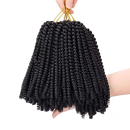 7 Packs Spring Twist Braiding Hair Spring Twists Bomb Twist Hair Synthetic Fiber Fluffy Twist Crochet Braids Low Temperature Fiber Crochet Hair for Women Braiding Hair(8inch,1B)