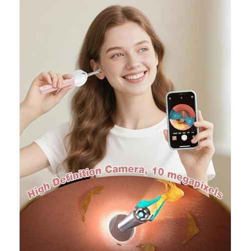 Ear Wax Removal Tool Camera, HD Visual Ear Cleaner with Flexible Otoscope & S-Shaped Silicone Head,WiFi Earwax Remover Kit with Tweezers, 21-in-1 Set for Family, Adults/Kids, Home & Travel