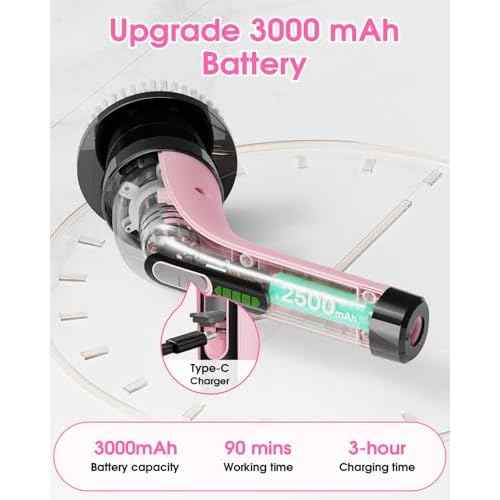 Electric Spin Scrubber for Cleaning Bathroom: Cordless Power Shower Scrubber - Electric Cleaning Brush for Tile Tub - Pink