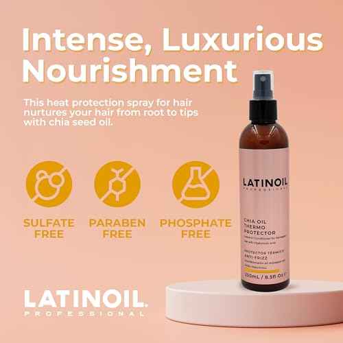 LATINOIL Chia Oil Heat Protectant Spray For Hair - Hair Thermal Protection Shield From Heat - Leave In Conditioner - Anti Frizz Moisturizer (8 Oz)