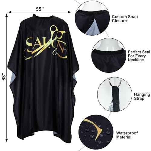 Hair Cutting Cape Barber Cape 63"¡¿55" Professional Barber Capes Water Resistant Hair Cape with Adjustable Neck Size (5 Pack)