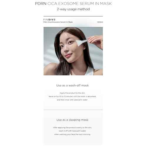 FINDIVE OFFICIAL PDRN CICA Exosome Serum in Mask, PDRN (Sodium DNA) 5,000ppm, Cica Exosome 1,000ppm, Marin Collagen, Soothes, Regenerates Skin, Korean Skincare 6.76fl.oz