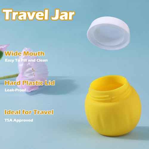 Travel Containers for Toiletries, GLAMFIELDS TSA Approved 1.7oz 50ml Travel Size Silicone Cream Jars BPA Free, Leak-proof Travel Essentials with Lid for Cosmetic Face Hand Body Cream Purple (4 Pack)