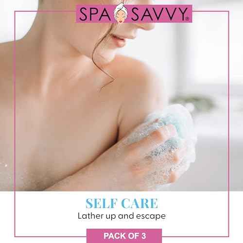Bath Loofah Set, 3 Pack Shower Pouf Body Sponges with Suction Cups, Exfoliating Bath Accessories for Men and Women, Multicolor