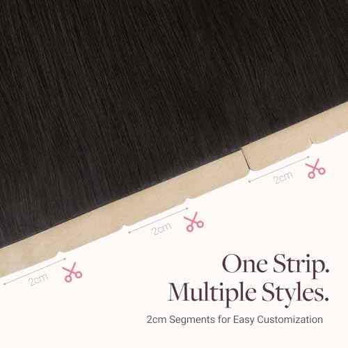 GOO GOO Tape in Hair Extensions Human Hair, 1B Natural Black, 8cm Wide Tape, 18inch 20pcs 100g, Tape Weft Hair Extensions, Real Human Hair, Seamless Tape in