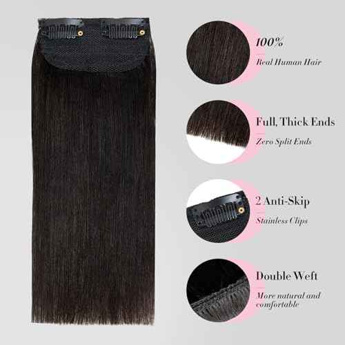 Clip in Short Hair Extensions Real Human Hair,Prokyvity Invisible Human Hair Clip in Extensions Short,(6inch&8inch)4 pieces Mini Extensions for volume or highligh,Natural Black