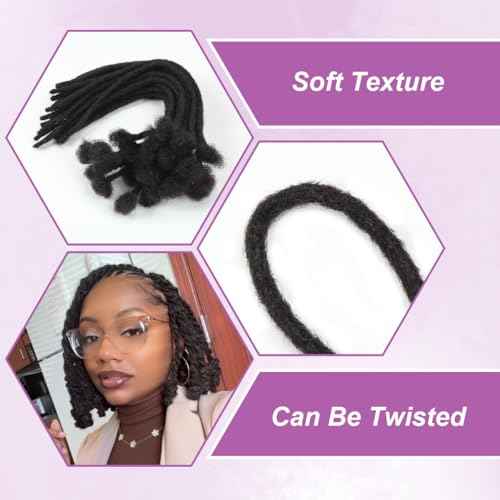 6 inch 50 Strands Loc Extensions Human Hair, 0.4cm Width 100% Human Hair Dreadlock Extensions for Men/Women, Can be Dyed Soft Dreads Extensions,1b