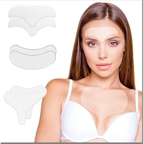Forehead Wrinkle Patches, Silicone Neck Chest D?collet? Pads, Reusable Medical Grade Anti Wrinkle Patches, Overnight Wrinkle Remover Treatment, Anti Aging Fine Line Smoothing Pads for Women, 6 Pack