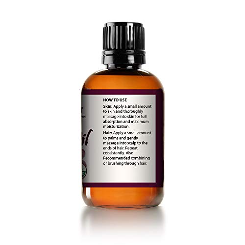 USDA Certified Organic GRAPESEED Oil Anti-Aging MOISTURIZER - Facial Cleanser | Unrefined, Cold Pressed | Essential to Reduce Skin Wrinkles and Stretch Marks | Dandruff Remover