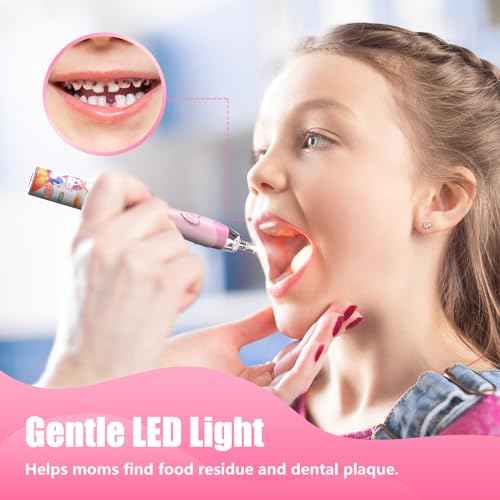 Kids Electric Toothbrush Toddler Toothbrush Age 2-4-8-12 Electric Toothbrush Kids with Timer Rainbow LED Light Up Vibrating Toothbrush Battery Operated Childrens Girls Sonic Tooth Brush (Pink Unicorn)